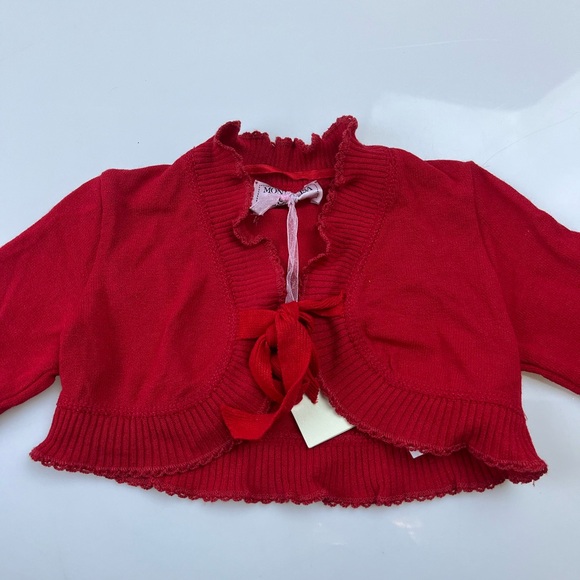 MonnaLisa Other - Monnalisa Red Bow Detail Little Girls Cardigan N276-90
